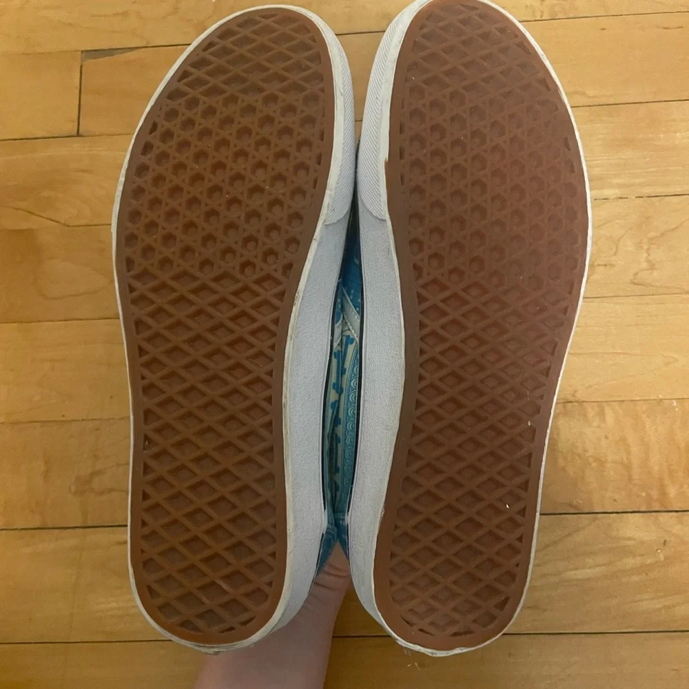 Yes We Vibe Turquoise Peace Sign & V Peace Slip-On Sneakers